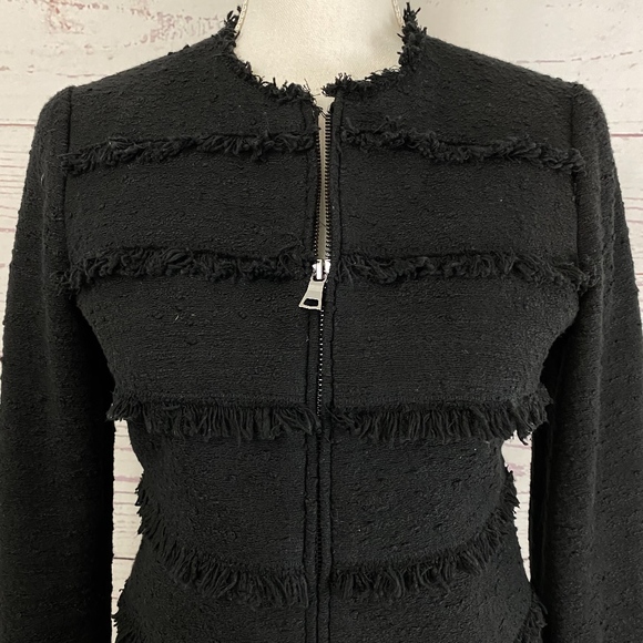 REBECCA TAYLOR Tweed Cotton Raw Hem Jacket - Picture 3 of 6